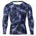PKAWAY Mens Long Sleeve Camo Compression Shirt for Running Blue B07QGWLPR7